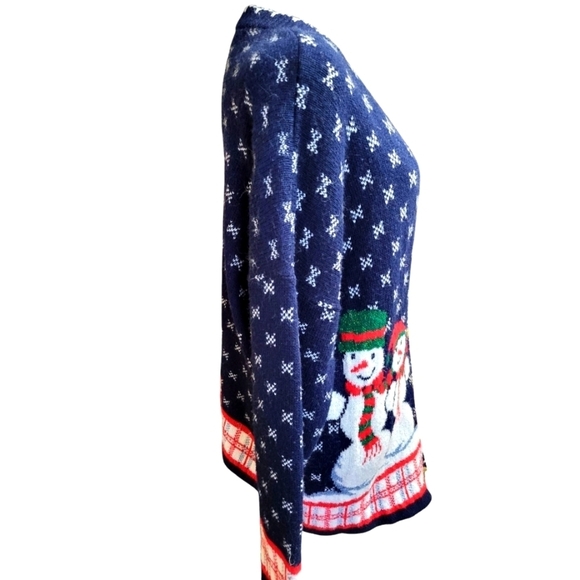 Private Eyes Vintage Snowmen Cardigan Large Large Christmas - Picture 2 of 11